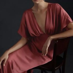 BHLDN Leila Satin Charmeuse Dress in Cinnamon Rose